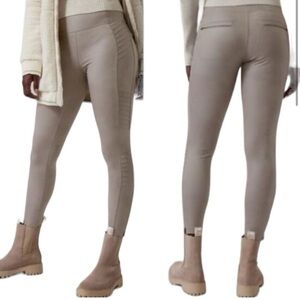 Athleta Delancey Gleam Moto Tight Leggings ribbed grey Zip ankle size XXS